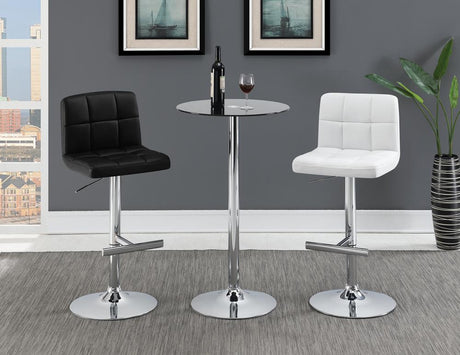 Lenny Chrome and White Adjustable Height Bar Stools, Set of 2 from Coaster - Luna Furniture