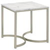 Leona Faux Marble Square End Table White and Satin Nickel - 721867 - Luna Furniture