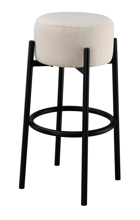 Leonard Upholstered Backless Round Stools White and Black (Set of 2) - 182176 - Luna Furniture