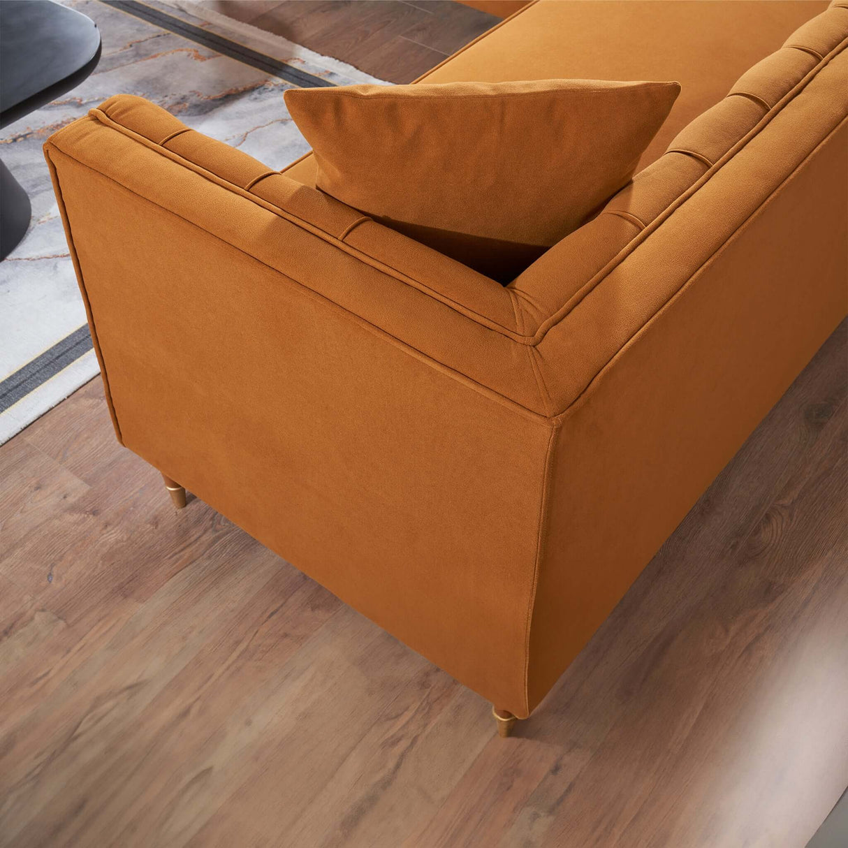 Lewer Mid Century Modern Cognac Velvet Sofa - AFC01972 - Luna Furniture