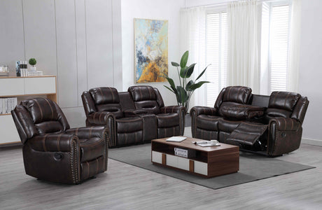 Lexington2023 Brown - 3PC Reclining Living Room - Lexington2023 Brown - Luna Furniture