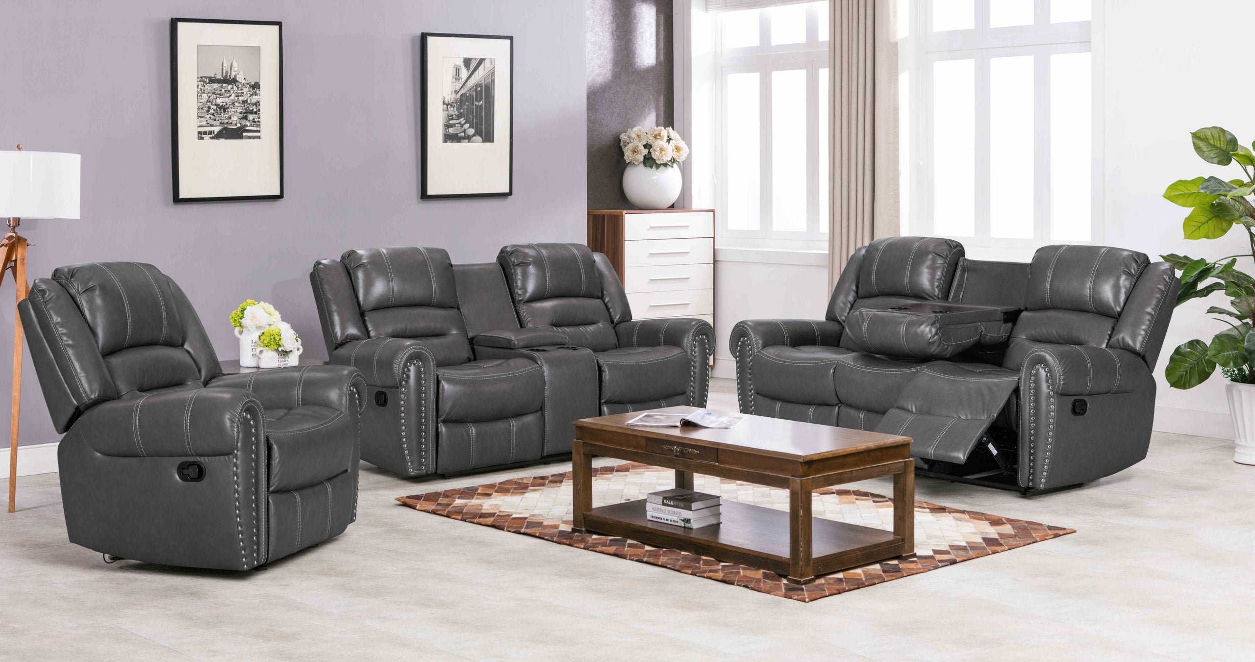 Lexington2023 Gray 3PC Reclining Living Room Luna Furniture