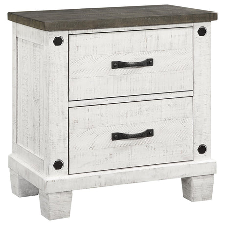 Lilith 2-drawer Nightstand Distressed Grey and White - 224472 - Luna Furniture