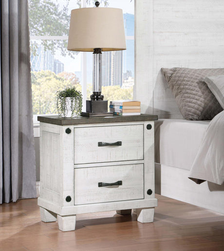 Lilith 2-drawer Nightstand Distressed Grey and White - 224472 - Luna Furniture