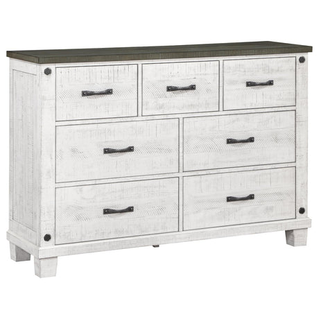 Lilith 7-drawer Dresser Distressed Distressed Grey and White - 224473 - Luna Furniture