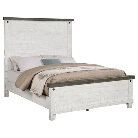 Lilith Eastern King Panel Bed Distressed Grey and White - 224471KE - Luna Furniture