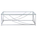 Lille Chrome Accents Glass Top Rectangular Coffee Table from Coaster - Luna Furniture