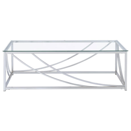 Lille Chrome Accents Glass Top Rectangular Coffee Table from Coaster - Luna Furniture
