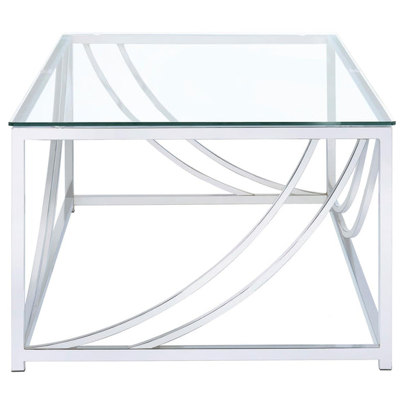 Lille Glass Top Rectangular Coffee Table Accents Chrome - 720498 - Luna Furniture