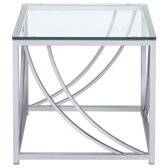 Lille Glass Top Square End Table Accents Chrome - 720497 - Luna Furniture