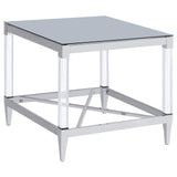 Lindley Chrome Square End Table with Acrylic Legs and Tempered Mirror Top from Coaster - Luna Furniture