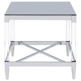 Lindley Chrome Square End Table with Acrylic Legs and Tempered Mirror Top from Coaster - Luna Furniture