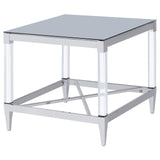 Lindley Chrome Square End Table with Acrylic Legs and Tempered Mirror Top from Coaster - Luna Furniture