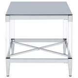 Lindley Chrome Square End Table with Acrylic Legs and Tempered Mirror Top from Coaster - Luna Furniture