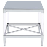 Lindley Chrome Square End Table with Acrylic Legs and Tempered Mirror Top from Coaster - Luna Furniture