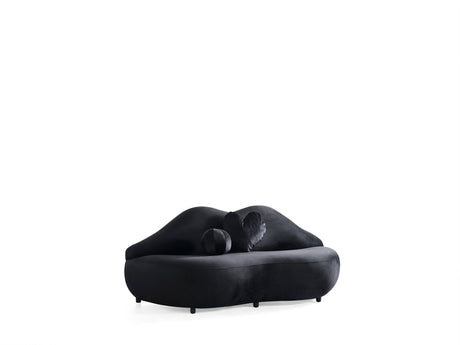 Lips Black Velvet Settee - LIPSBLACK-L - Luna Furniture