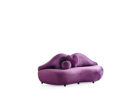 Lips Purple Velvet Settee - LIPSPURPLE-L - Luna Furniture