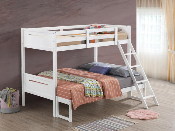 Littleton Twin/Full Bunk Bed White - 405052WHT - Luna Furniture