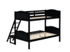 Littleton Twin/Full Bunk Bed with Ladder Black - 405054BLK - Luna Furniture