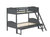Littleton Twin/Full Bunk Bed with Ladder Grey - 405054GRY - Luna Furniture