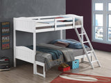 Littleton Twin/Full Bunk Bed with Ladder White - 405054WHT - Luna Furniture