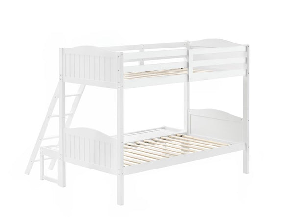 Littleton Twin/Full Bunk Bed with Ladder White - 405054WHT - Luna Furniture