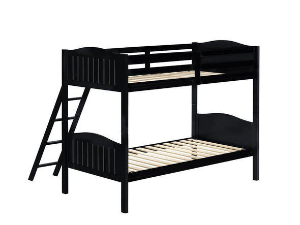 Littleton Twin/Twin Bunk Bed with Ladder Black - 405053BLK - Luna Furniture