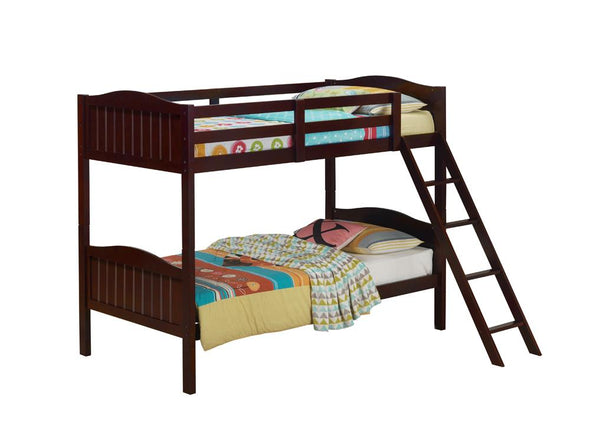 Littleton Twin/Twin Bunk Bed with Ladder Espresso - 405053BRN - Luna Furniture
