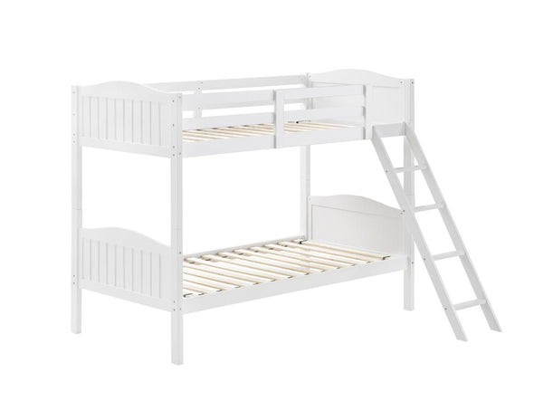 Littleton Twin/Twin Bunk Bed with Ladder White - 405053WHT - Luna Furniture