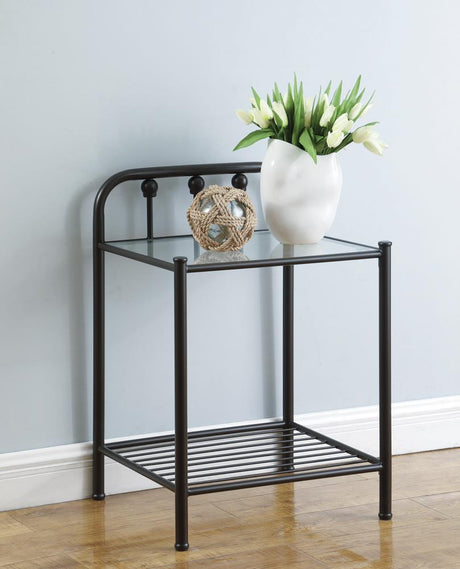 Livingston 1-shelf Nightstand with Glass Top Dark Bronze - 301392 - Luna Furniture