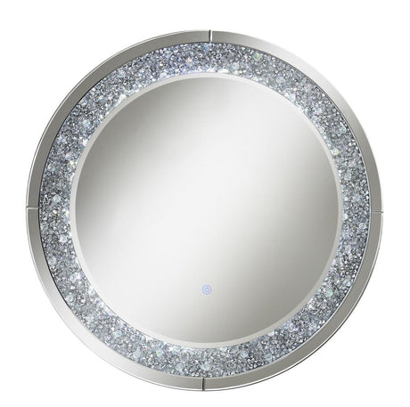 Lixue Round Wall Mirror with LED Lighting Silver - 961428 - Luna Furniture