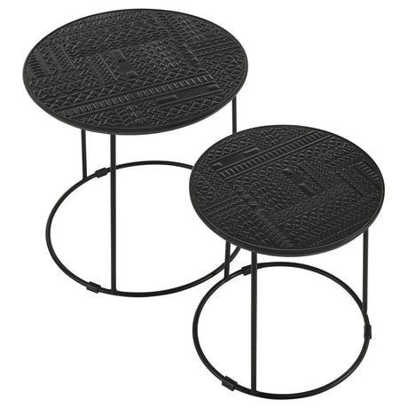 Loannis Matte Black 2-Piece Round Nesting Table from Coaster - Luna Furniture