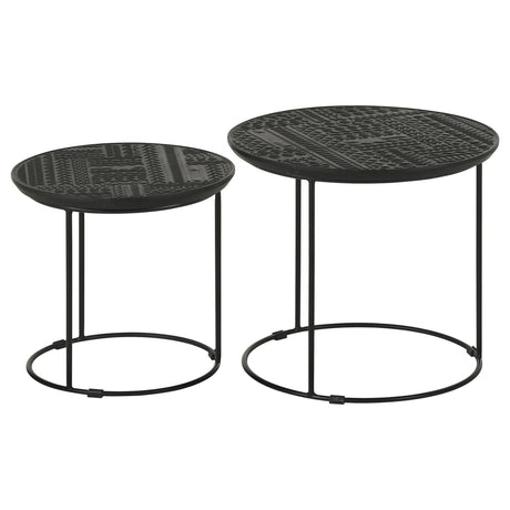 Loannis Matte Black 2-Piece Round Nesting Table from Coaster - Luna Furniture