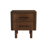 Logan Mid Century Modern Walnut Nightstand Bed Side Tables with 2 Drawers from Ashcroft Furniture - Luna Furniture