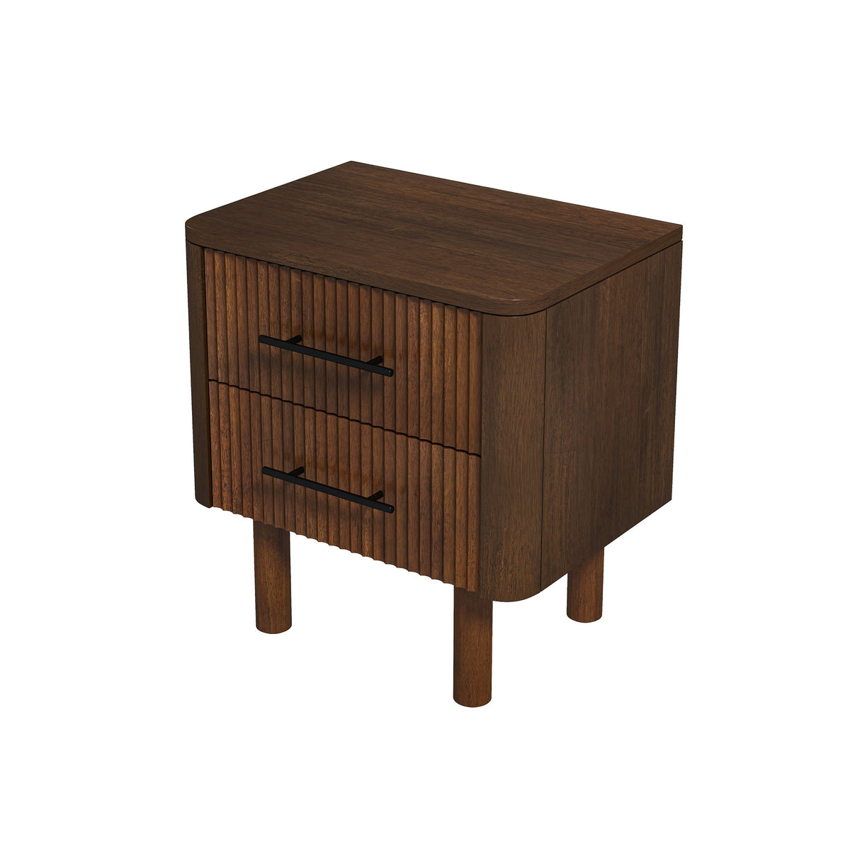 Logan Mid Century Modern Walnut Nightstand Bed Side Tables with 2 Drawers from Ashcroft Furniture - Luna Furniture