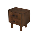 Logan Mid Century Modern Walnut Nightstand Bed Side Tables with 2 Drawers from Ashcroft Furniture - Luna Furniture