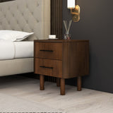 Logan Mid Century Modern Walnut Nightstand Bed Side Tables with 2 Drawers from Ashcroft Furniture - Luna Furniture