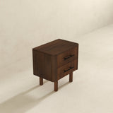Logan Mid Century Modern Walnut Nightstand Bed Side Tables with 2 Drawers from Ashcroft Furniture - Luna Furniture