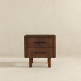Logan Mid Century Modern Walnut Nightstand Bed Side Tables with 2 Drawers from Ashcroft Furniture - Luna Furniture