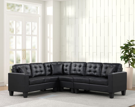 Logan PU Black - Sectional - Logan PU Black - Luna Furniture