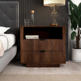 Lola Mid Century Modern Walnut Nightstand 2-Drawer Bed Side Table from Ashcroft Furniture - Luna Furniture