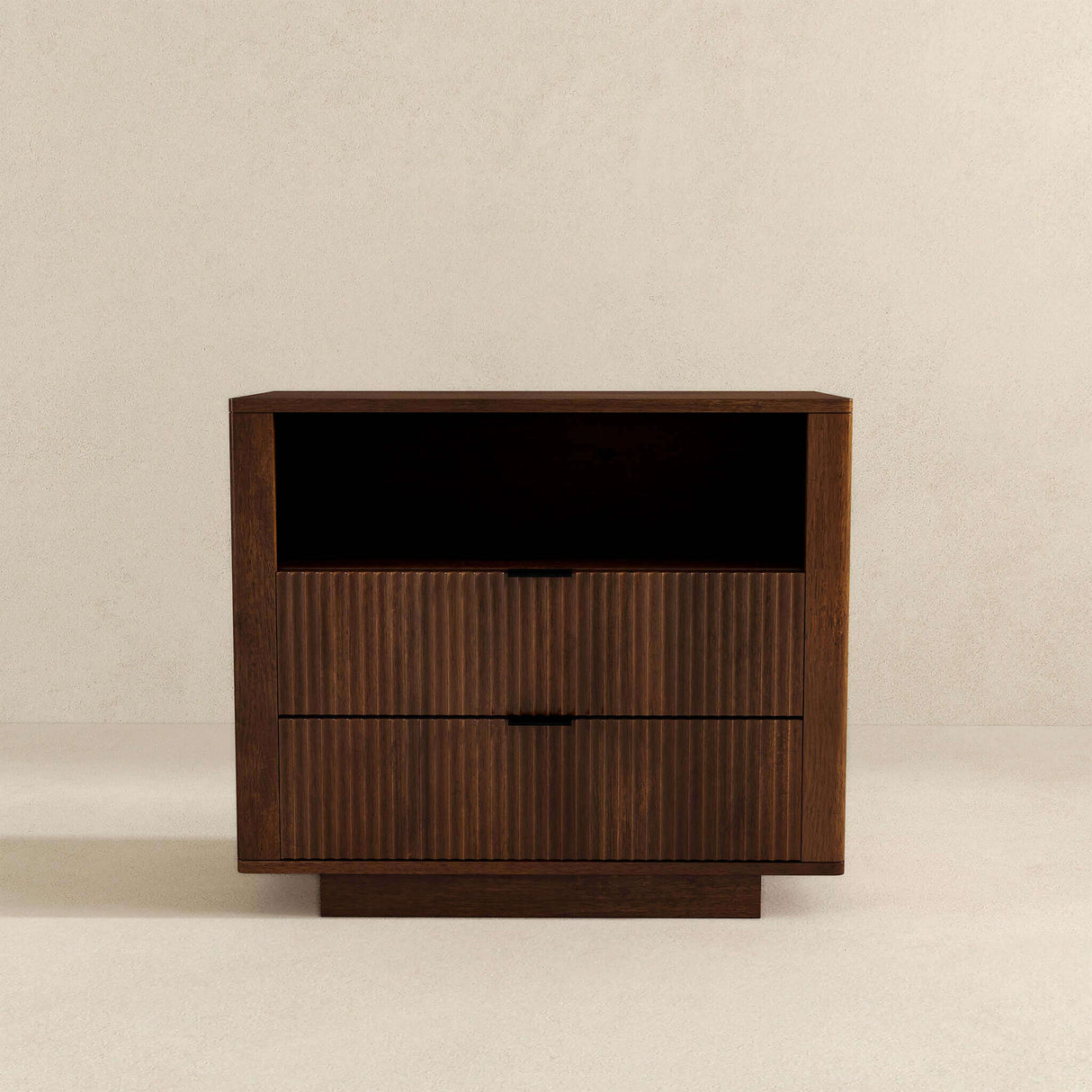 Lola Mid Century Modern Walnut Nightstand 2-Drawer Bed Side Table from Ashcroft Furniture - Luna Furniture