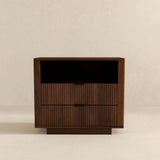 Lola Mid Century Modern Walnut Nightstand 2-Drawer Bed Side Table from Ashcroft Furniture - Luna Furniture