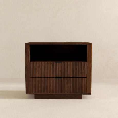 Lola Mid Century Modern Walnut Nightstand 2-Drawer Bed Side Table from Ashcroft Furniture - Luna Furniture