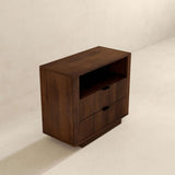 Lola Mid Century Modern Walnut Nightstand 2-Drawer Bed Side Table from Ashcroft Furniture - Luna Furniture