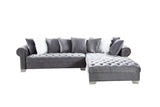 London Gray Velvet RAF Oversized Sectional - Luna Furniture