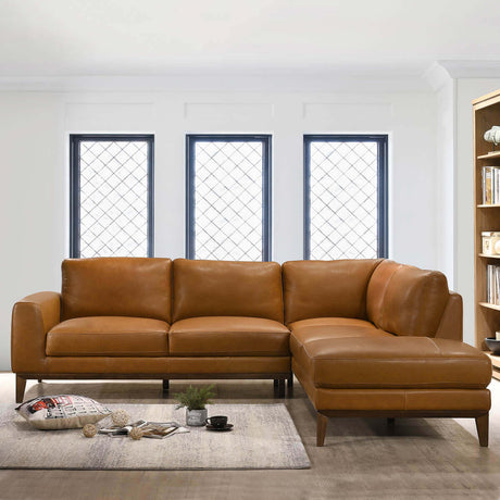 London Tan Leather Right Facing Sectional from Ashcroft Furniture - Luna Furniture
