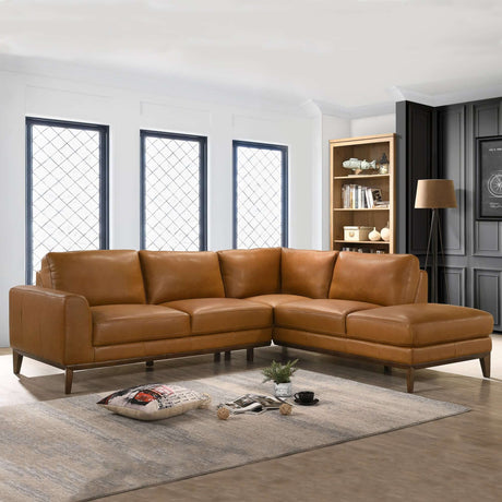 London Tan Leather Right Facing Sectional from Ashcroft Furniture - Luna Furniture