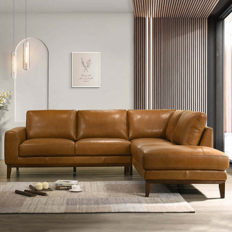 London Tan Leather Right Facing Sectional from Ashcroft Furniture - Luna Furniture