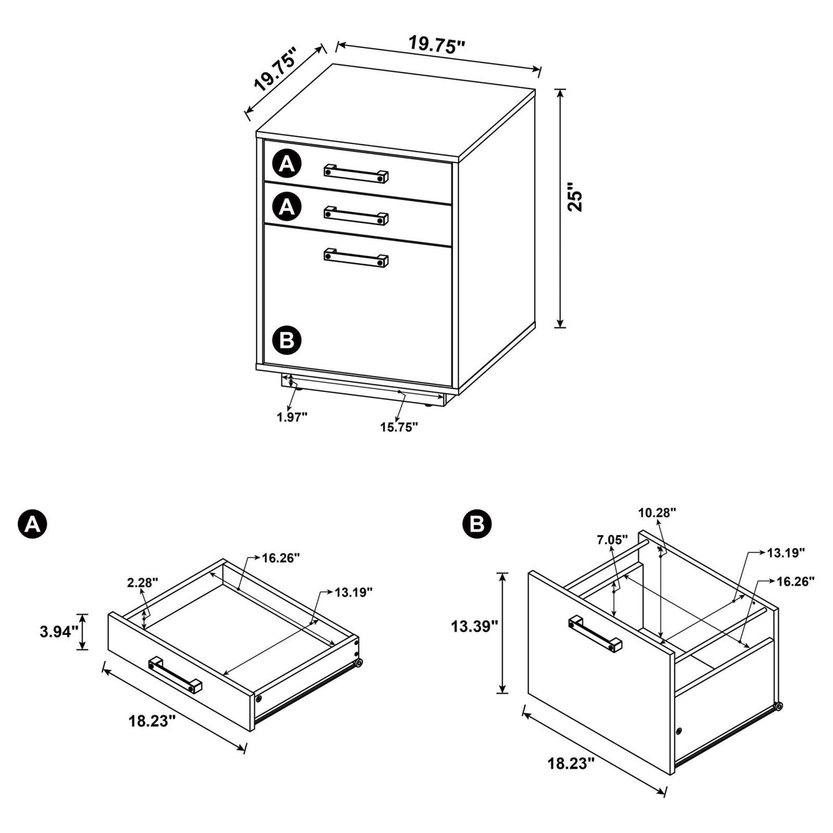 Loomis 3-drawer Square File Cabinet Whitewashed Grey - 805882 - Luna Furniture